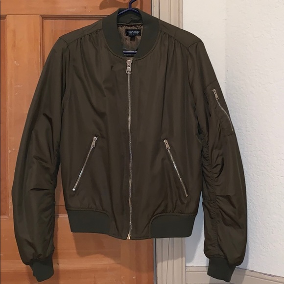 Topshop MA1 Bomber Jacket Olive Green Size US8 - Picture 3 of 6